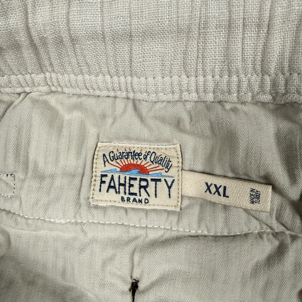 Faherty Linen Pants Men XXL White Drawstring Beach Coastal Resort Casual